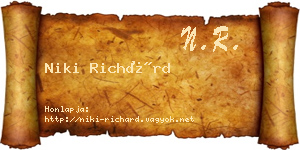 Niki Richárd névjegykártya
